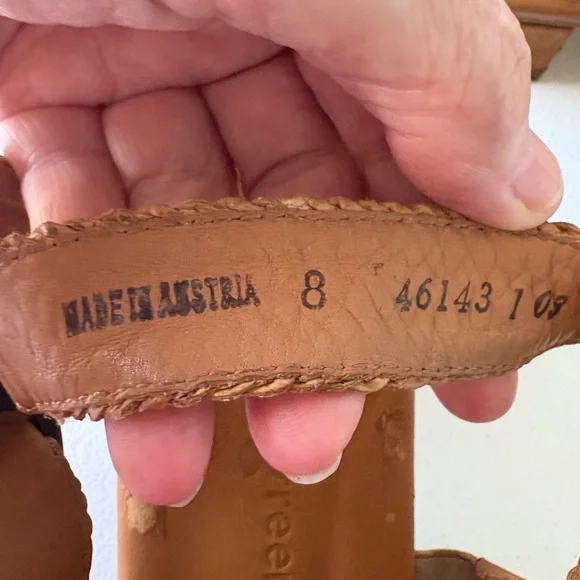 Paul‎ Green Helena Women Size 8 Woven Leather Tan Sandals Slingback Heel Boho - Picture 15 of 15